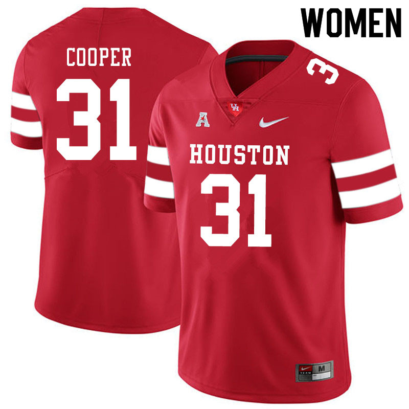 Women #31 Jordan Cooper Houston Cougars College Football Jerseys Sale-Red